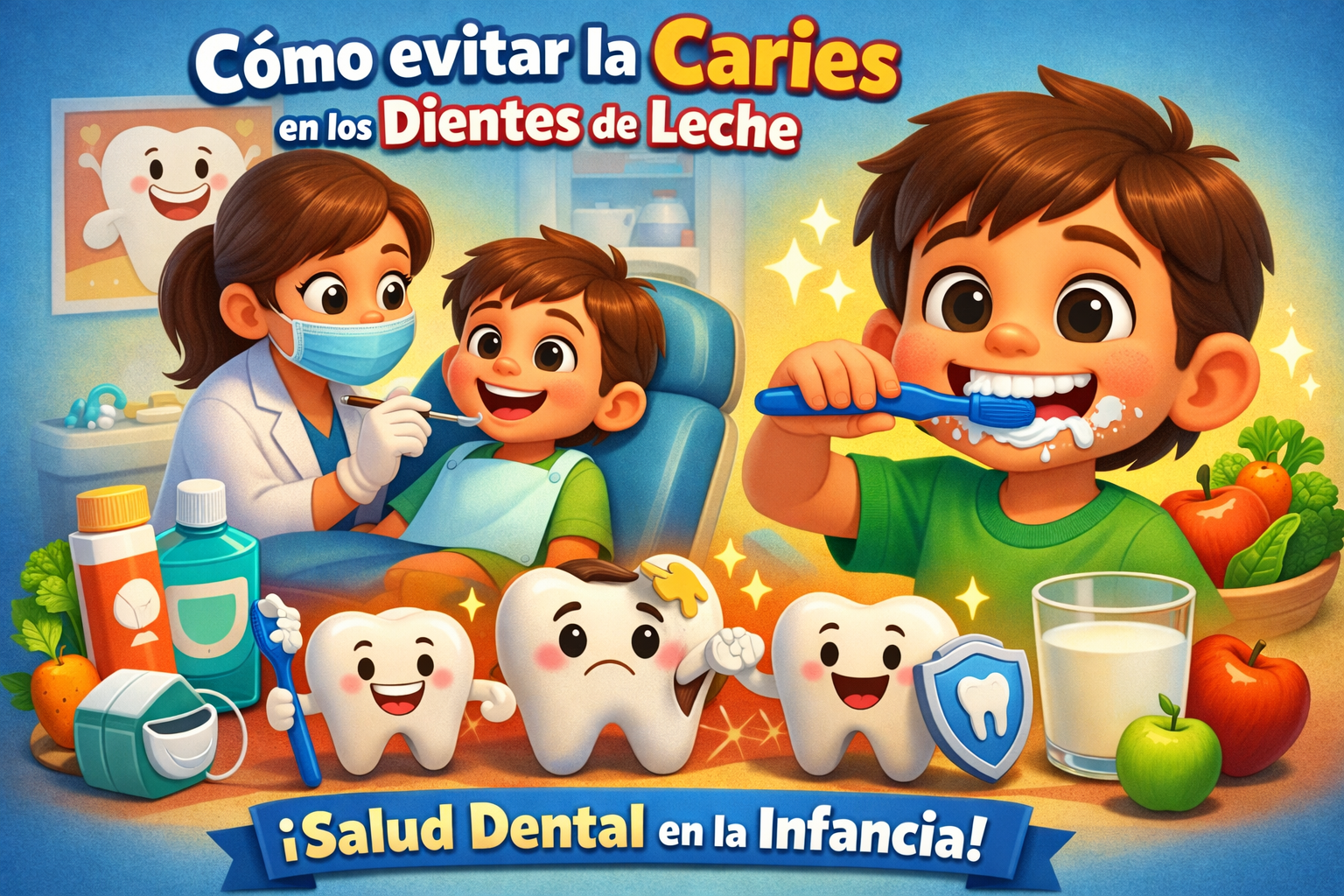 Cómo evitar la caries en los dientes de leche