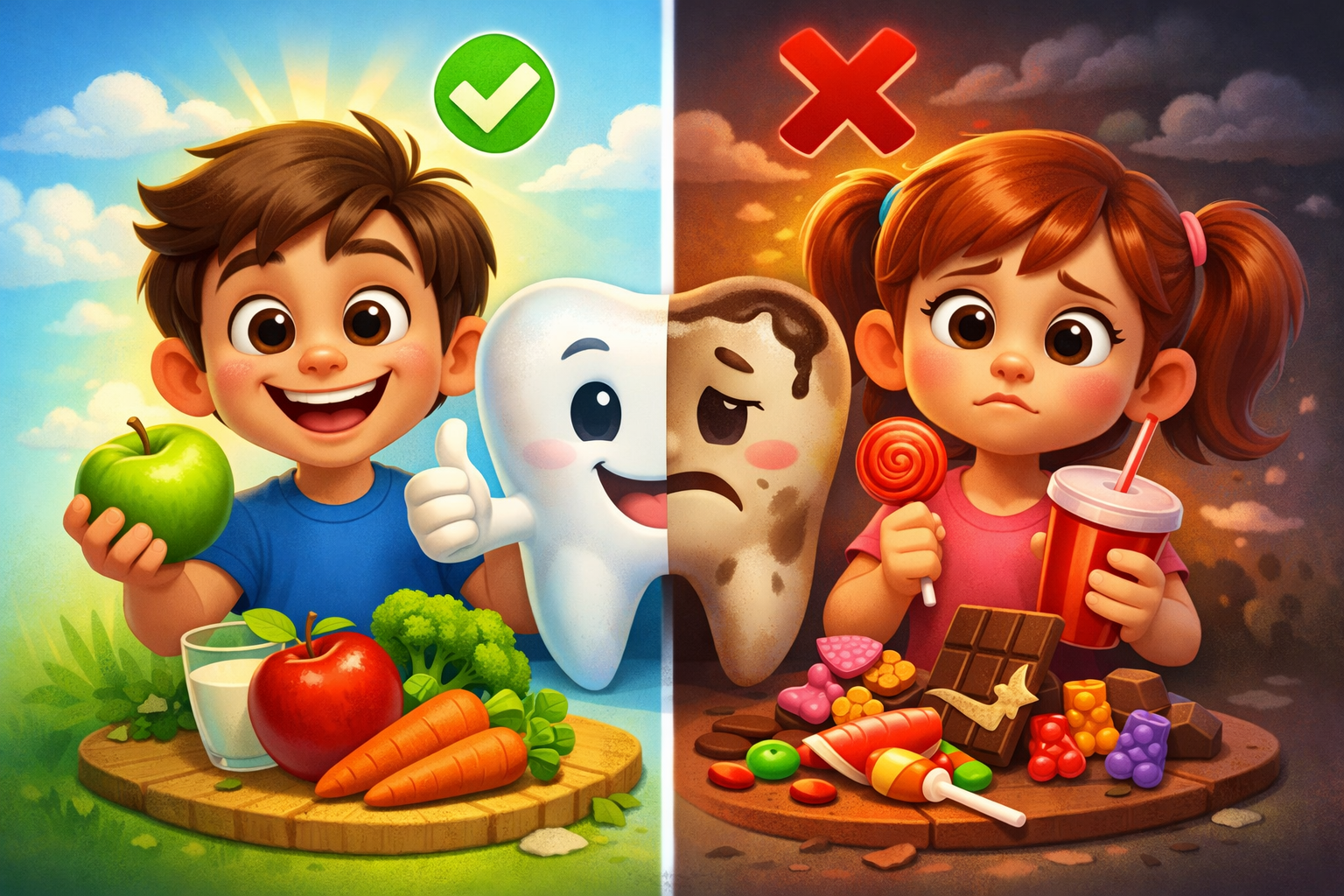 Los mejores y peores alimentos para los dientes de los niños